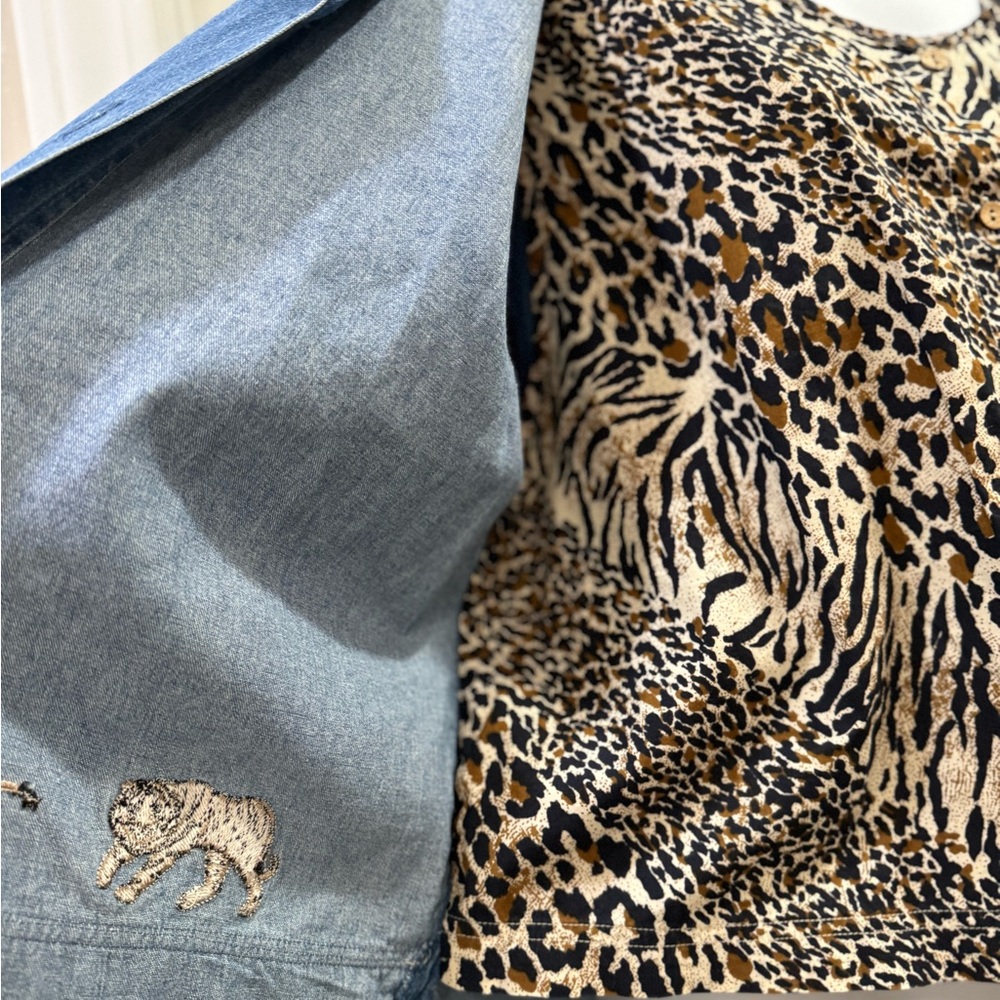 Tantrum Blues Vintage Denim Safari Button-Up Animal π¦ π¦ Shirt Size XL - Picture 6 of 16